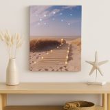 Pictură murală,cale de nisip către plajă, 30 LED, 30 x 40 cm