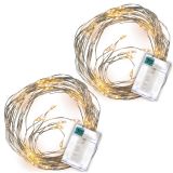 LED de iluminat cu fir de argint, set de 2, alb cald, 64 LED