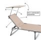 Șezlong pliant DIVERO cu acoperiș, XXL, bej