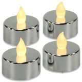 Set decorativ de lumini de ceai cu LED-uri, argintiu, 4 buc.