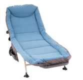 Șezlong de camping cu pernă, albastru-cenușiu