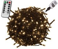 Lumini de Crăciun 10 m, 100 LED-uri, alb cald, cablu verde