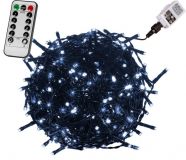 Lumini de Crăciun 60 m, 600 LED-uri, alb rece, cablu verde