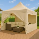 Cort de grădină tip foarfecă 3x3 m bej - 5 înălțimi, sac inc