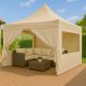 Cort de grădină tip foarfecă 3x3 m bej - 5 înălțimi, sac inc