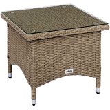 Stilista Masă pliabilă Polyrattan, 50 x 50 cm, crem