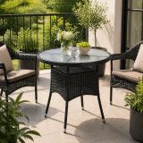 STILISTA Masă din polirattan, 80 x 80 x 75 cm, negru