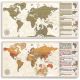 Harta răzuibilă a lumii în stil vintage, 100 x 45 cm