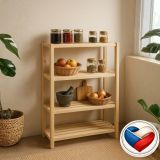 Raft din lemn, 4 rafturi, 133 x 80 x 33 cm