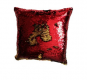 Husă de pernă cu paiete MAGIC 40 x 40 cm - roșu / auriu