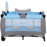 Pat de călătorie cu masă pentru schimbat, albastru / gri