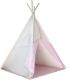 Cort Teepee pentru copii, roz / bej, cu accesorii + steag