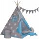 Cort Teepee pentru copii cu accesorii - albastru / gri