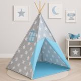 Cort teepee pentru copii, albastru / gri, fără accesorii