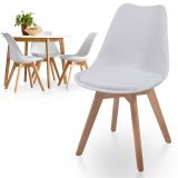 MIADOMODO Set de scaune de sufragerie, alb, 4 bucăți