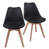 Set de 2 x scaune de luat masă din plastic,  negru