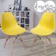 Set de scaune de luat masă din plastic, 2 bucăți, galben