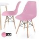 Set de 2x scaune de luat masă din plastic, roz