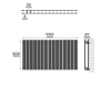 Radiator orizontal, conexiune centrală, 600 x 1022 mm