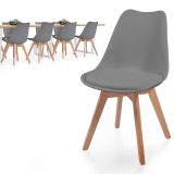 MIADOMODO Set de scaune de sufragerie, gri, 8 piese