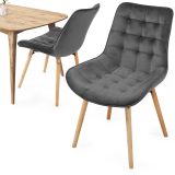 MIADOMODO Set scaune de sufragerie matlasate, gri închis 2 b