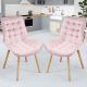 MIADOMODO Set 2 scaune de sufragerie capitonate,roz