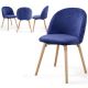 MIADOMODO Set de scaune de sufragerie din catifea, albastru,