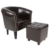 Fotoliu cu taburet chesterfield, maro