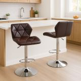 Set de 2 scaune de bar maro - pivotante, reglabile pe înălți