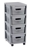 Raft cu sertare 4x11L INFINITY DOTS - gri