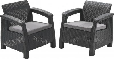 Set de 2 scaune CORFU DUO antracit